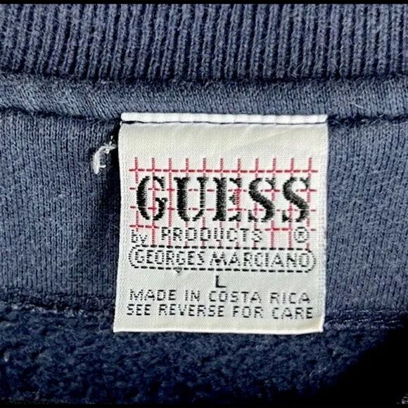 Vintage Guess Varsity Blue Jacket Men’s Embroidered Logo Snap - Picture 7 of 11